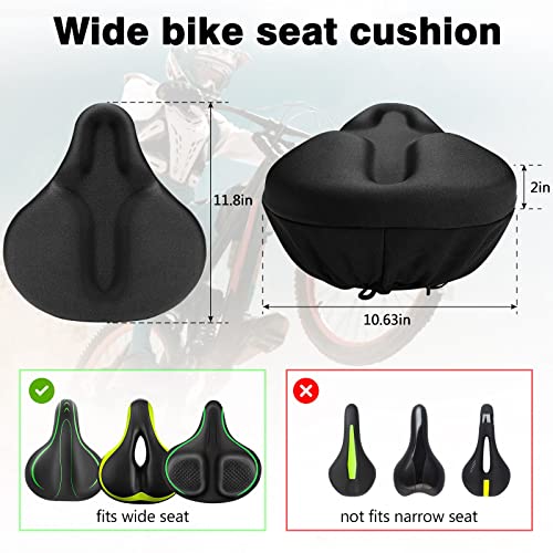 Xmifer Bike Seat Cushion - Soft Gel Padded Bike Seat Cover 11.8 x 10.63inch for Bicycle Seat and Exercise Bike, Compatible with Peloton, Cruiser, Stationary Bike Seats.