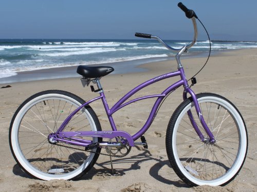 Firmstrong Urban Lady Three Speed Beach Cruiser Bicycle, 26-Inch, Purple