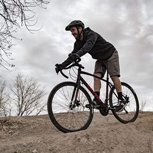 Tommaso Sentiero Gravel Bike, Shimano Claris Adventure Bike with Disc Brakes, Extra Wide Tires, Perfect for Road Or Dirt Trail Touring, Matte Black, Red - Small