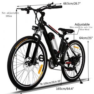 Kemanner 26 inch Electric Mountain Bike 21 Speed 36V 8A Lithium Battery Electric Bicycle for Adult (Black) (Black)