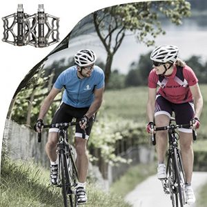 BONMIXC Mountain Bike Pedals Flat Bicycle Pedals Sealed Bearing Metal Platform Road Bike Pedals Black 9/16