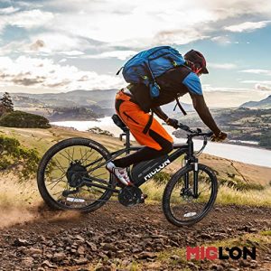 MICLON Cybertrack 100 Electric Bike for Adults, 2X Faster Charge, 350W BAFANG Motor, 36V 10.4AH Removable Battery, 20MPH 26'' Mountain Ebike, Shimano 21 Speed, Suspension Fork, LED Display - Black