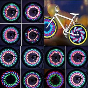 TINANA Bike Wheel Lights, LED Waterproof Bicycle Spoke Light 32 LED 32pcs Changes Patterns Bicycle Rim Tire Lights for Mountain Bike Road Bikes BMX Bike Hybrid Bike Folding Bike
