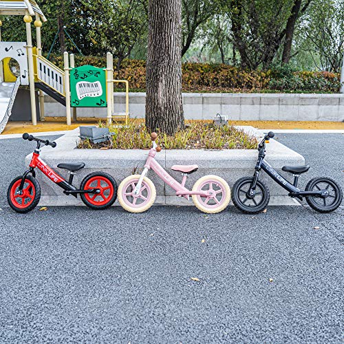 LINKLIFE 12" Kids Balance Bike No Pedal Toddler Bicycle with Adjustable Seat Pink…