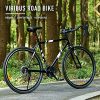 Viribus Adult Gravel Bike, 21 Speed 27.5 Inch Road Bike with Dual V Brakes, 650b All Terrain Bicycle with Light Steel Frame Drop Bar Handles Adjustable Seat, On or Offroad Bike for Men & Women, Black