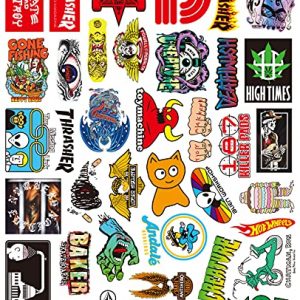 100pcs Skateboard Cool Logo Stickers Pack for Teens, Classic Brand Stickers for Laptop Skate Water Bottles Phone Car Bicycle Luggage Helmet Motorcycle Bumper Waterproof