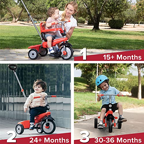 smarTrike Breeze Toddler Tricycle for 1,2,3 Year Olds - 3 in 1 Multi-Stage Trike, Red