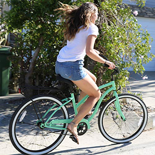 sixthreezero Around The Block Women's Beach Cruiser Bicycle, 7-speed, 26" Wheels, Mint Green