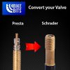 Bike Bits Brass Presta Valve Adapter - Convert Presta to Schrader - Inflate Tire Using Standard Bike Pump or Air Compressor (4 Pack)