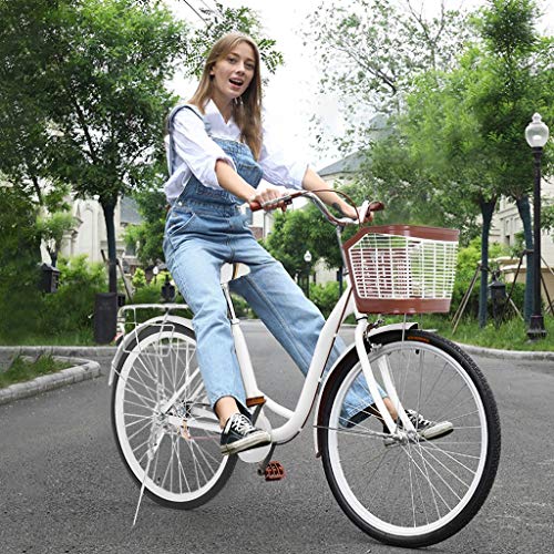 scamper Women Bike 26 Inch Beach Cruiser Bike with Baskets and Comfortable Seats & Back Seats Retro Bicycle Classic Bicycle (White)