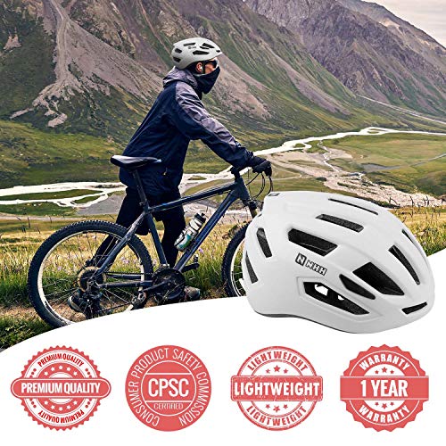 NHH Adult Bike Helmet - CPSC-Compliant Bicycle Cycling Helmet Lightweight Breathable and Adjustable Helmet for Men and Women Commuters and Road Cycling (Matte White, L/XL)