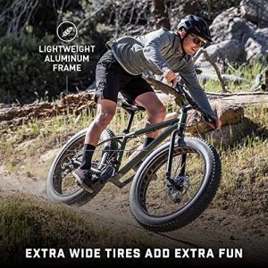 Mongoose Argus Trail Adult Fat Tire Mountain Bike, 26-Inch Wheels, Medium 18-Inch Aluminum Hardtail Frame, Mechanical Disc Brakes, 2x8 Drivetrain, Rapid Fire Shifters, Green