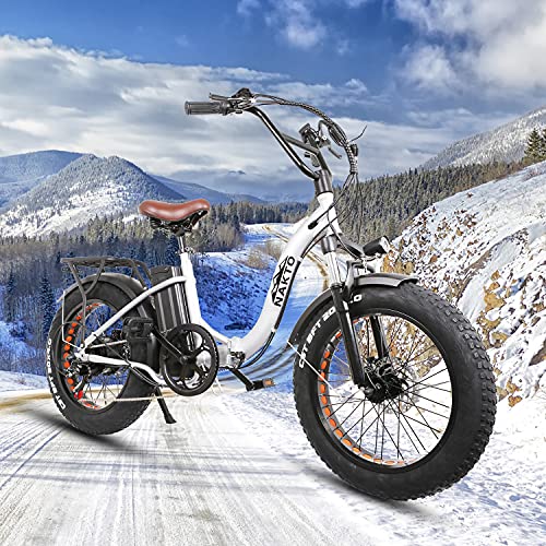 Electric Bikes for Adults,NAKTO Foldable Ebike 20" x 4.0 Fat Tire Electric Bicycle with 350/500W Motor,35MPH, 48V 8/12AH Removable Battery, Shimano 6-Speed and Dual Shock Absorber with Free Lock