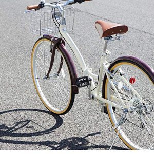 UNISTRENGH Vintage Bike Saddle, Classic Comfort PU Leather Bicycle Bike Cycling Seat Retro Rivet Spring Cushion for Men Women (Brown/White)