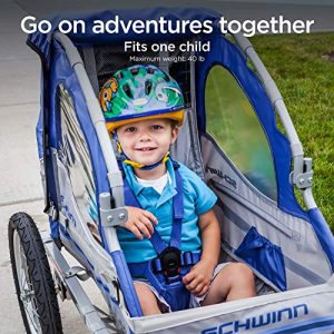 Schwinn Trailblazer Child Bike Trailer, Single Baby Carrier, Canopy, 16-inch Wheels, Red