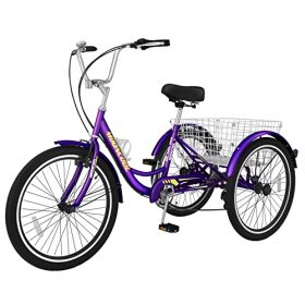 MOPHOTO Adult Tricycles Three Wheel Cruiser Bike 7 Speed